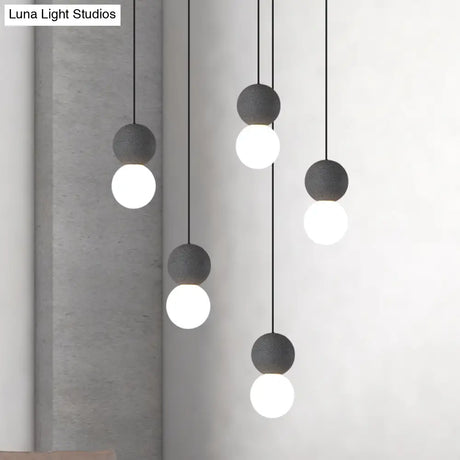 Terrazzo Gourd Hanging Lamp - Opal Glass Shade 1-Light Bar Pendant Lighting