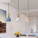 Terrazzo Macaron Dome Pendant Light With 3 White-Pink-Blue Lights - Perfect For Restaurants (Linear