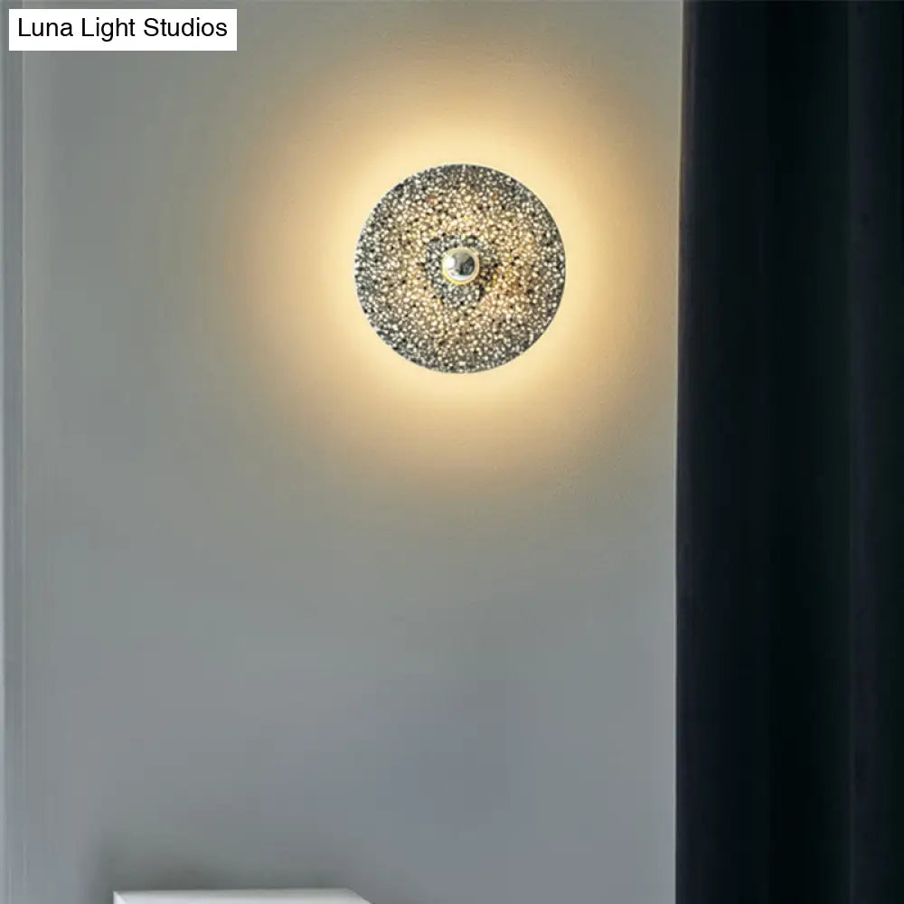 Terrazzo Wall Mounted Light: Designer Style 1-Bulb Sconce For Corridors In Beige & Lake Blue