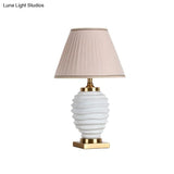 Tiered Vase Night Lamp - Traditional Ceramic 1 Head Bedroom Nightstand Light Black/White With