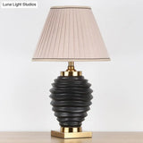 Tiered Vase Night Lamp - Traditional Ceramic 1 Head Bedroom Nightstand Light Black/White With