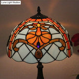 Tiffany Antique Stained Glass Desk Lamp Brown Domed Reading Light For Living Room