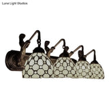 Tiffany Beige Glass Dome Wall Sconce With Antique Brass Finish - 4 Lights