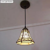 Tiffany Beige Stained Glass Mini Pendant Lamp For Stairs
