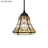 Tiffany Beige Stained Glass Mini Pendant Lamp For Stairs