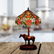 Tiffany Blooming Rose Stained Glass Table Lamp: Single Nightstand Light With Scalloped Edge And