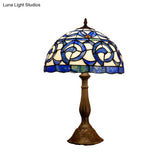 Tiffany Bronze Table Lamp With Stained Glass Shade - Bedroom Nightstand Lighting