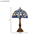 Tiffany Bronze Table Lamp With Stained Glass Shade - Bedroom Nightstand Lighting
