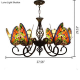 Tiffany Butterfly Chandelier: Exquisite Stained Glass Pendant Light For Dining Room