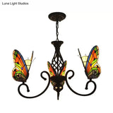 Tiffany Butterfly Chandelier: Exquisite Stained Glass Pendant Light For Dining Room