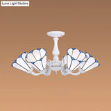 Tiffany Cone Pendant Chandelier With Adjustable Chain - Available In 3/5/6/8 Lights For Living Room