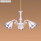 Tiffany Cone Pendant Chandelier With Adjustable Chain - Available In 3/5/6/8 Lights For Living Room