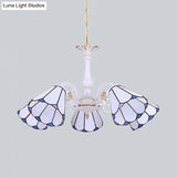 Tiffany Cone Pendant Chandelier With Adjustable Chain - Available In 3/5/6/8 Lights For Living Room