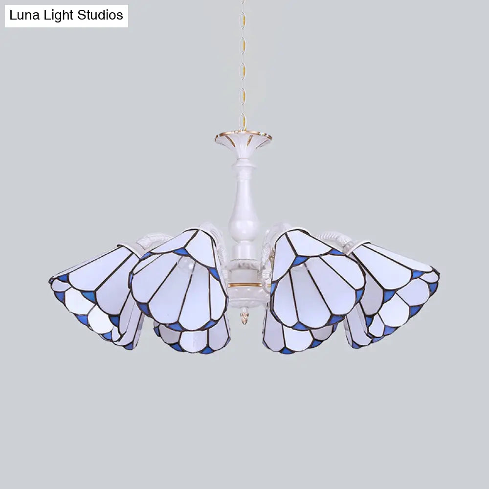 Tiffany Cone Pendant Chandelier With Adjustable Chain - Available In 3/5/6/8 Lights For Living Room
