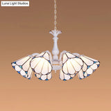 Tiffany Cone Pendant Chandelier With Adjustable Chain - Available In 3/5/6/8 Lights For Living Room