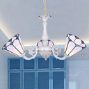 Tiffany Cone Pendant Chandelier With Adjustable Chain - Available In 3/5/6/8 Lights For Living Room