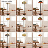 Tiffany Dome Shade Floor Lamp - Handcrafted Glass Pull Chain 2 Bulbs