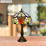 Tiffany Dragonfly Nightstand Lamp With Colorful Bowl Shade