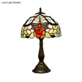 Tiffany Dragonfly Nightstand Lamp With Colorful Bowl Shade