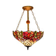 Tiffany Floral Ceiling Light With Stained Glass In Rustic Style For Cafe Brass