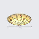 Tiffany Glass Classic Led Flush Ceiling Light Fixture With Grid Pattern Apricot / 12’