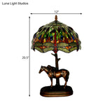 Tiffany Glass Coffee Table Lamp - Victorian Style Night Light With Kaleidoscope Horse Pattern