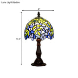 Tiffany Glass Dome Shade Night Light Coffee Table Lamp With Leaf Pattern
