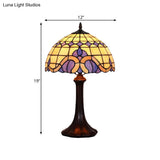 Tiffany Grid Patterned Stained Glass Bedside Night Light With Coffee Table Lighting