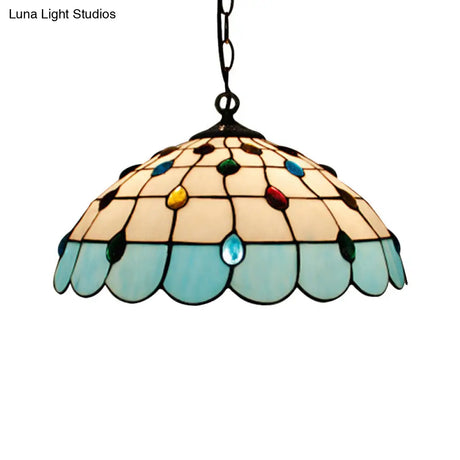 Tiffany Hand Rolled Art Glass Ceiling Light - Single Dome Pendant For Bedroom In Pink/Light