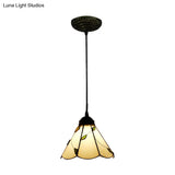 Tiffany Inspired Stained Glass Pendant Lamp Kit - Scalloped Design Blue/Beige 3 Bulbs Ideal For