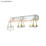 Tiffany Lily White Glass Sconce Light - 3-Light Wall Mounted Lighting For Bedroom