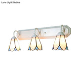 Tiffany Lily White Glass Sconce Light - 3-Light Wall Mounted Lighting For Bedroom