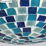 Tiffany Mosaic Glass Ceiling Light - Round Blue Flush Mount (12’/16’ Width) 1 Bulb