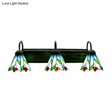 Tiffany Multicolor Stained Glass Wall Sconce Light - Blue Lily Design 3 Heads Living Room Décor