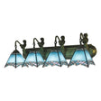 Tiffany Sconce Light Fixture - Trpezoid Wall Mount 4 Heads Dark Blue/Light Blue Glass