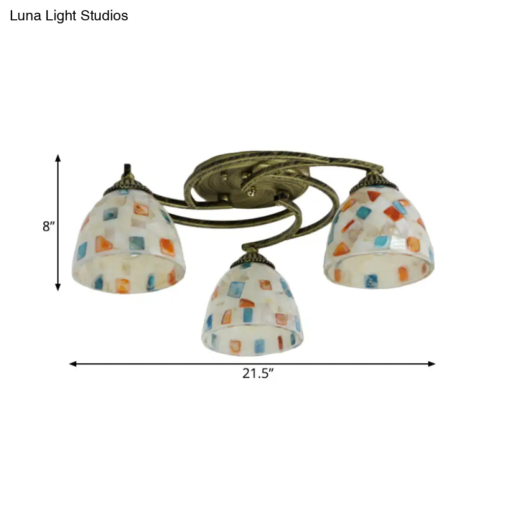 Tiffany Shell Dome Ceiling Light - 3/9/11 White Flush Mount For Living Room