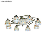 Tiffany Shell Dome Ceiling Light - 3/9/11 White Flush Mount For Living Room