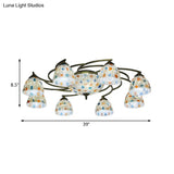 Tiffany Shell Dome Ceiling Light - 3/9/11 White Flush Mount For Living Room