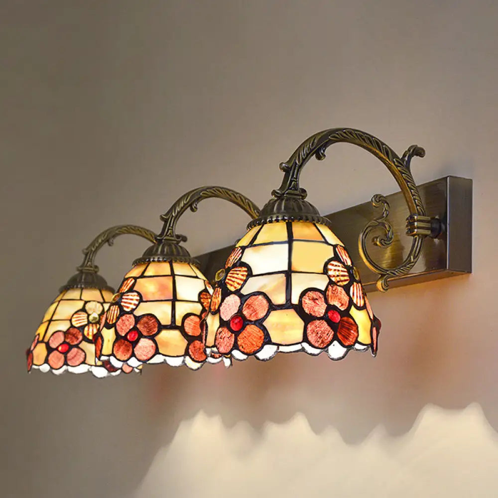 Tiffany Shell Shade Bathroom Sconce For Stylish Indoor Vanity Lighting 3 / Multi-Color
