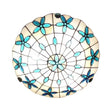 Tiffany Stained Glass Ceiling Light Blue - 3 - Lights Flushmount With Bowl Shade Jewel 5’H X 16’D