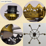 Tiffany Stained Glass Chandelier Light - 7-Light Cone Hanging Fixture With Colorful Circle Pattern