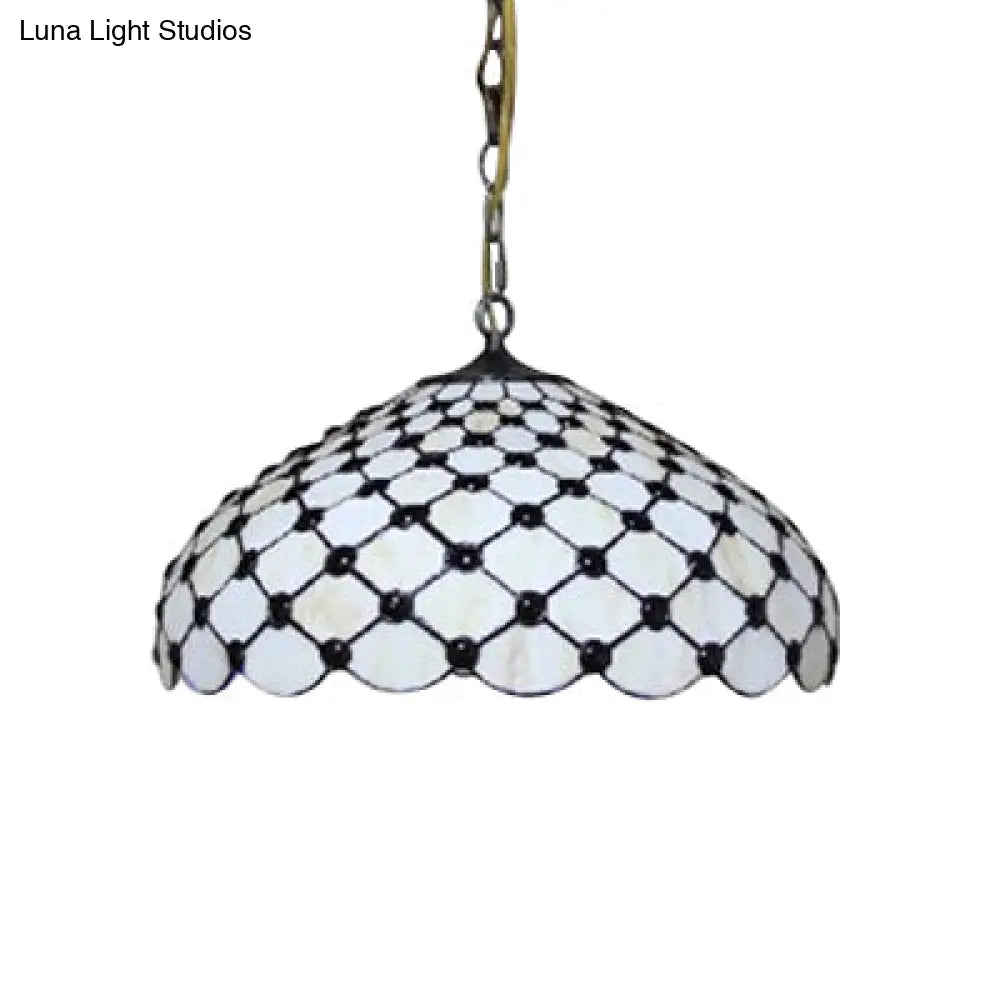 Tiffany Stained Glass Pendant Lamp With Jeweled Design - 2 Lights Ideal For Dining Room