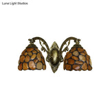 Tiffany Stained Glass Wall Sconce With 2 Lights For Balcony