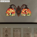 Tiffany Stained Glass Wall Sconce With 2 Lights For Balcony
