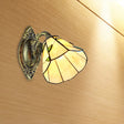 Tiffany Stained Glass Wall Sconce With Curved Brass Arm & One Light Beige
