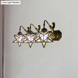 Tiffany Star Clear Dimple Glass Wall Sconce Light With Mermaid Backplate - 3 Heads