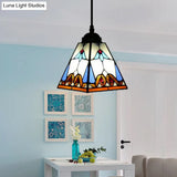 Tiffany-Style Black Glass Pendant Light - Magnolia/Shell Hanging Lamp
