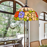 Tiffany-Style Black Stained Glass Hemisphere Ceiling Light With Down Lighting 12’/16’ Wide / 16’
