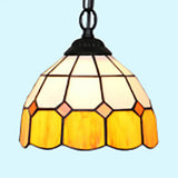 Tiffany-Style Black/White Hand Cut Glass Ceiling Pendant Light - 1 Head Bowl Suspension Lamp Black