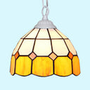 Tiffany-Style Black/White Hand Cut Glass Ceiling Pendant Light - 1 Head Bowl Suspension Lamp White